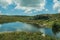 Lake from dam in a rocky terrain on highlands