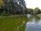 Lake with dark green water