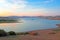 Lake in the desert at sunset in Morocco