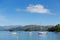 Lake District boats and mountains Windermere Cumbria England UK