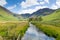 Lake District river and Haystacks mountain from Buttermere UK Cumbrian county in England