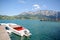 Lake district Salzburger Land Austria: View over lake Attersee - Austrian Alps