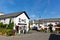 Lake District village scene England uk on a beautiful sunny summer day at Hawkshead