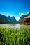 Lake Dobbiaco in the Dolomites, Italy