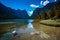 Lake Dobbiaco in the Dolomites, Italy