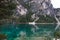 Lake in Dolomites mountains, Lago di Braies, Italy