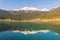 Lake Doxa in Greece reflections. Beautiful view.