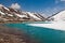 Lake Dudh Pokhari and village Gokyo. Trek to Everest base camp.