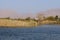 Lake in Eilat ornithological park in early night,  selective focus, copy space