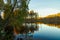 Lake in forest. Autumn