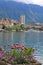 Lake Geneva and view of Montreux, Switzerland.