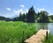 Lake Geroldsee with wooden boardwalk