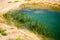 Lake with green cane in the nature