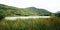 Lake and green hills. Kerry Mountains landscape.