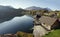 Lake Grundlsee in the fall during the sunrise. View of the Alps. Village Grundlsee, Styria, Austria