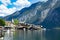 Lake in the Hallstatt mountains in summer on a sunny day