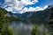 Lake in the Hallstatt mountains in summer on a sunny day