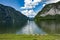 Lake in the Hallstatt mountains in summer on a sunny day