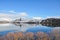 Lake Hayes with snow mountain reflections