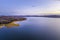 Lake Hume coastline at twilight.