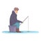 Lake ice fishing icon cartoon vector. Winter fish