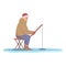 Lake ice fishing icon cartoon vector. Winter fish