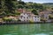 Lake Iseo, Italian villa on Monte Isola, Lombardy, Italy.