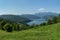 Lake Izvorul Muntelui Lake Bicaz and Mount CeahlÄƒu. Eastern Carpathians, Romania