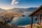 Lake kawaguchi and village viewed from Mt. Kachi Kachi Ropeway