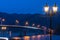 Lake Kawaguchiko Ohashi bridge at night.