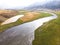 Lake Kaweah view from the air show the climate change in the rivers and water resources in California and western United States