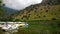 Lake Kournas in the midst of a blossoming spring and a large number of catamarans in the form of machines