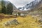 Lake Kuiguk. Peaks of the Altai Mountains. Autumn landscape