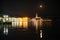 Lake - lago - Garda, Italy. Town of  SalÃ², lakeside promenade by night