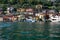 Lake lago Iseo, Italy. Fishermen`s harbour on Monte Isola