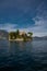 Lake lago Iseo, Italy. Isola di Loreto island
