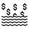 Lake laundry money icon, outline style