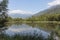 Lake in Les Iles nature reserve on the Dora Baltea river, Brissogne