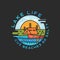 Lake Life Logo Design. Modern Liquid Dynamic Style. Travel adventure badge patch with quote - Cuz beaches be salty