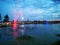 Lake with lilies and artesian fountains