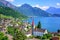 Lake Lucerne and Alps mountains by Weggis, Switzerland