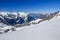 Lake Lucerne and Swiss Alps covered by fresh new snow seen from