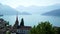 Lake Lucerne in Switzerland. In the foreground is the village of Weggis.