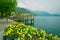 Lake Lucerne, Switzerland. Weggis wooden piers