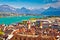 Lake Luzern and Lucerne cityscape with Alps background