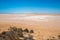 Lake Maclead dry salt lake in Western Australia mirage at horizon