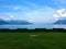 Lake Maggiore, Piedmont region, Italy. Grass, greenery, nature and geometry