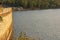 Lake Marathon and dam on a autumn evening, Attica, Greece