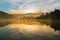 Lake Matheson with Southern Alps in background during sunrise, New Zealand