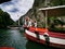 Lake in the Matka canyon - Macedonia. Mountains, emerald water, motor boats